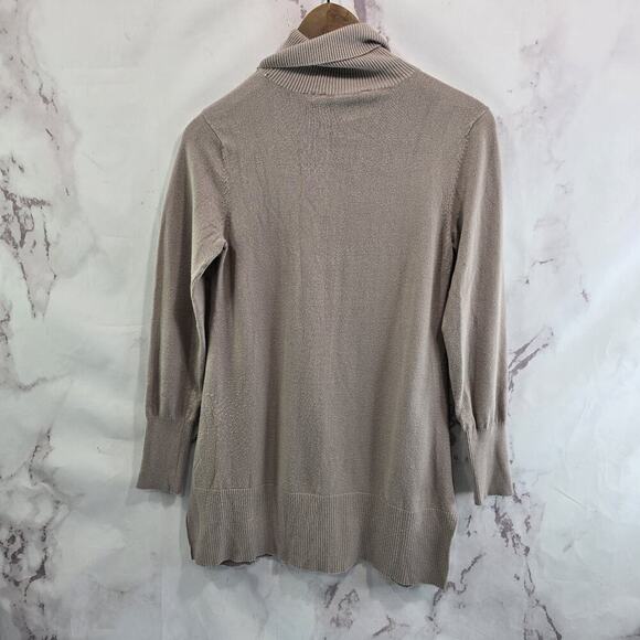 Soft Surroundings Sweater Womens Small Brown Turtleneck Taupe Mushroom Ribbed - Picture 5 of 11